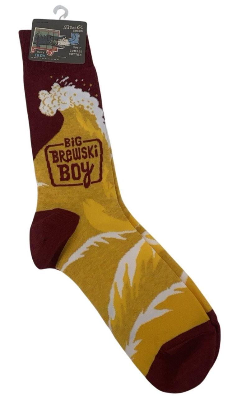 Big Brewski Boy - BlueQ Funny Men's Crew Socks , Fits Shoe 7-12